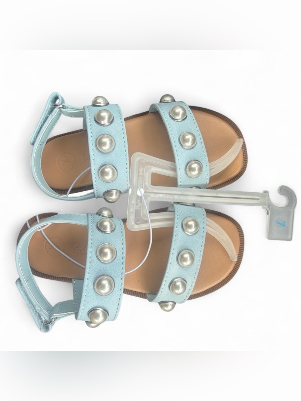 Cat and Jack Size 7 Toddler Girls Light Blue Studded Strap Sandals - Kids Shoes